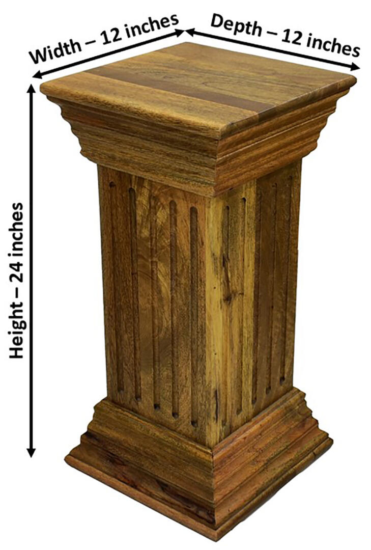 Multipurpose Pedestal/End Table/Vase Stand/Lamp Stand - Natural Teak - Image 6